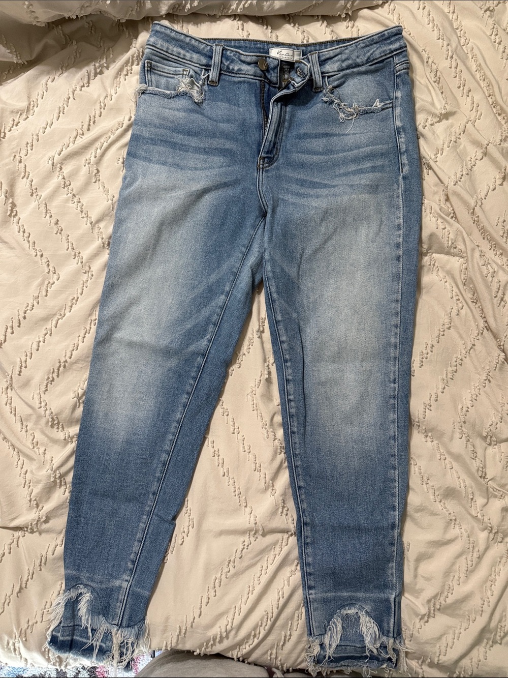 Women’s Light Blue Distressed High-Rise Jeans